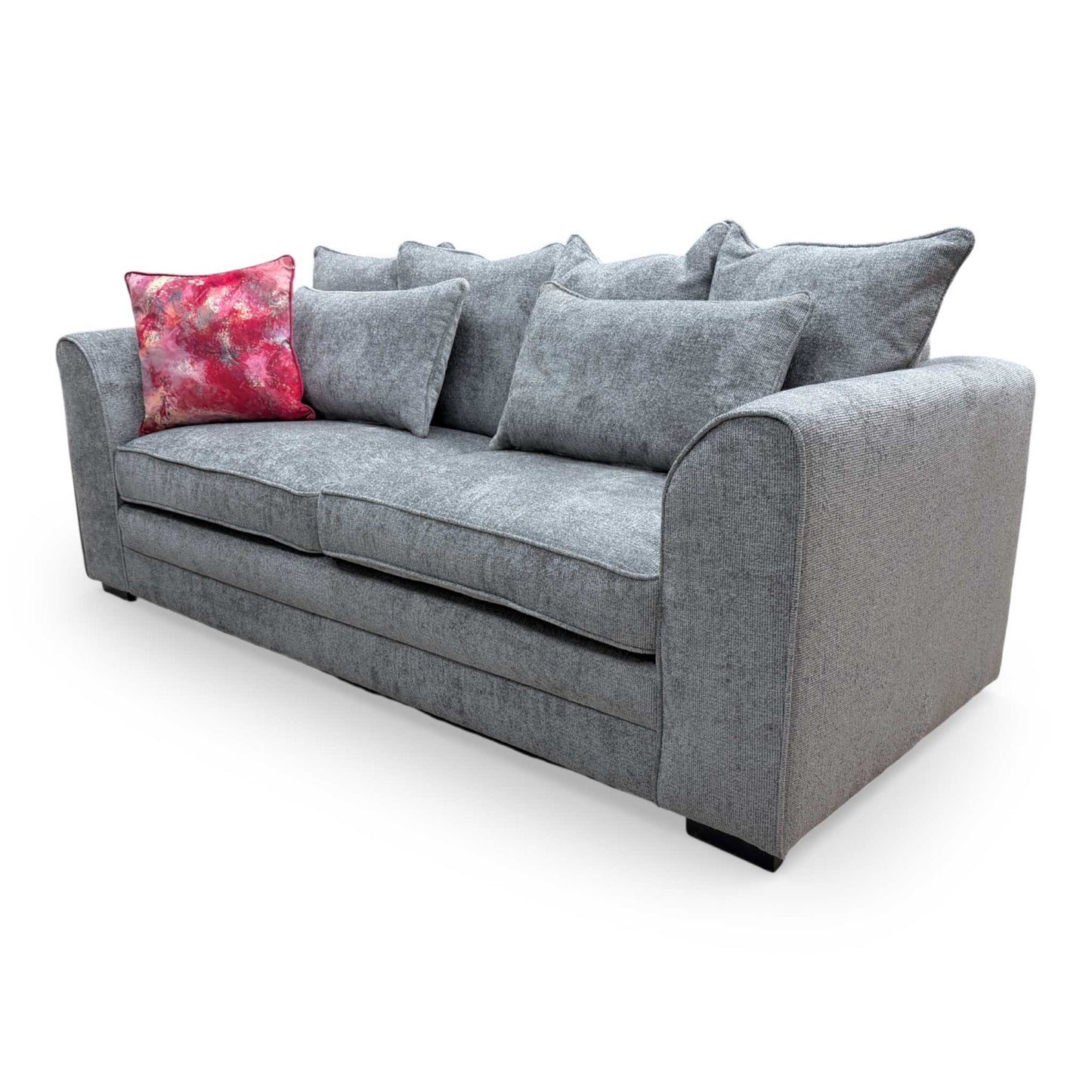 Detailed Side shot of the durable fabric texture and stitching on the Soho 3-seater sofa.