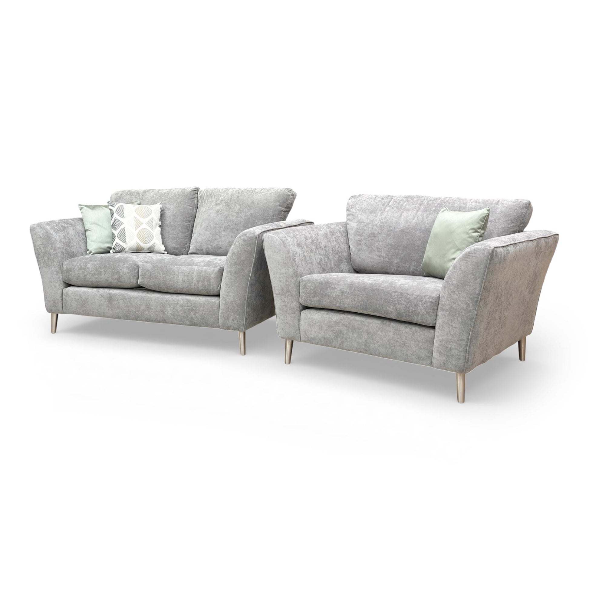 View of the matching Lana love chair, designed for cozy seating and to complement the 2-seater sofa in a modern interior.