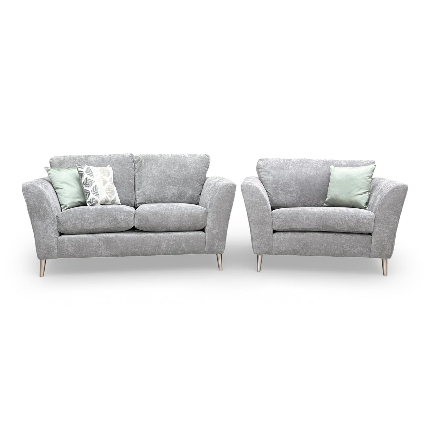 Detailed side profile of the Lana grey sofa, emphasizing the clean lines and sophisticated contemporary aesthetic.