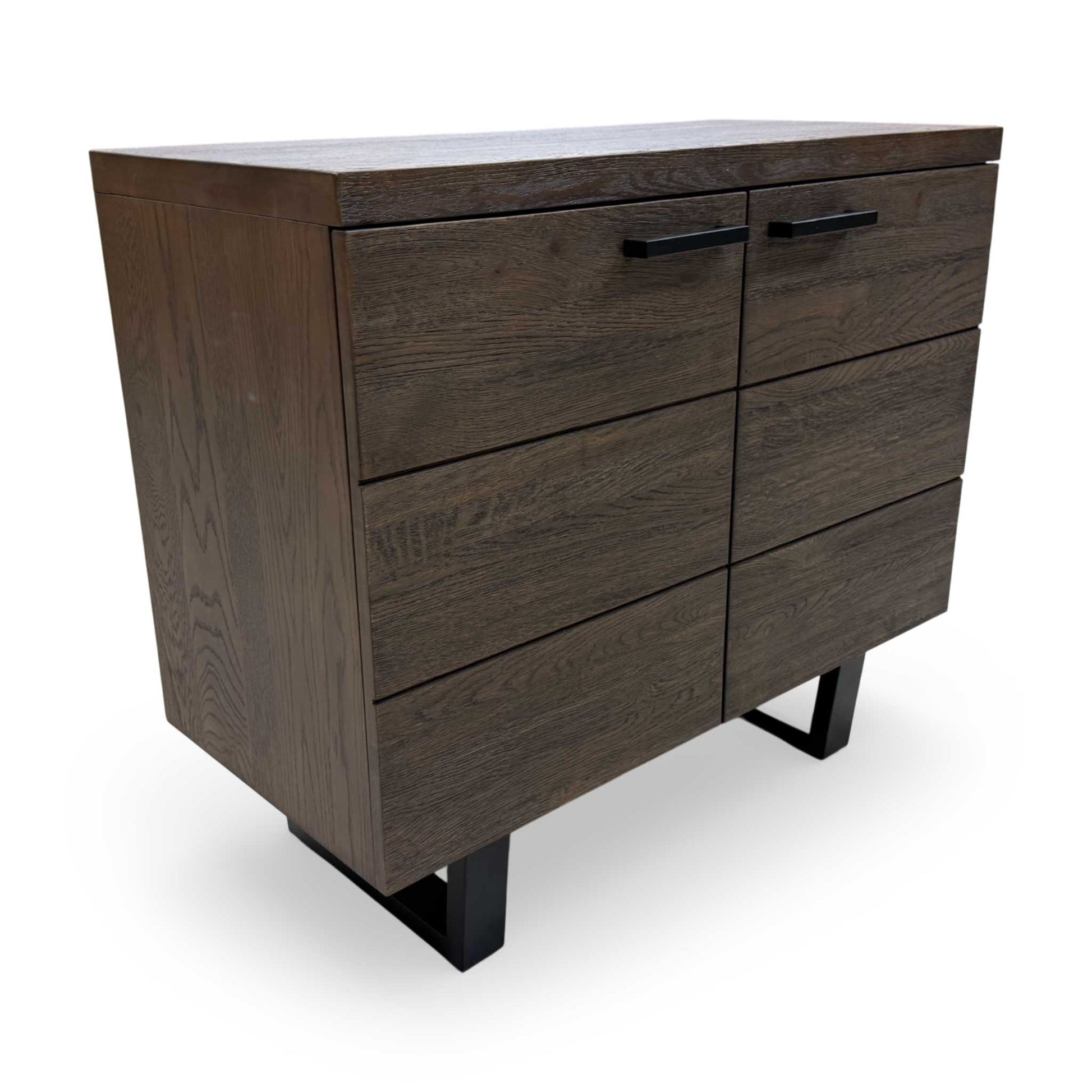 Full view of the Mars Dark Oak Sideboard, illustrating the two-door storage layout and clean, contemporary-classic lines.
