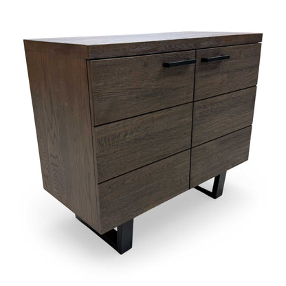 Full view of the Mars Dark Oak Sideboard, illustrating the two-door storage layout and clean, contemporary-classic lines.