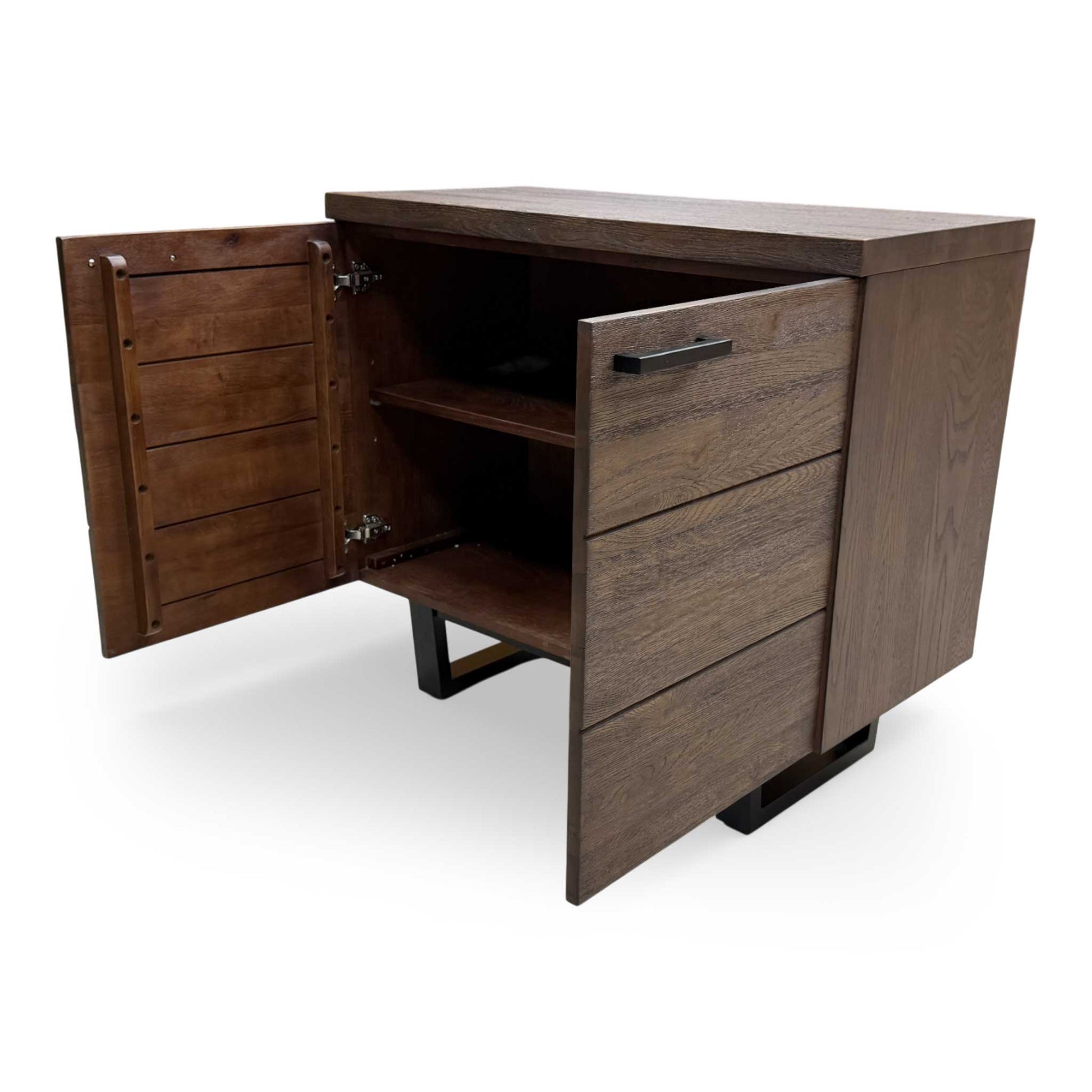 Full angled view of the Mars Small Sideboard, illustrating how its compact 94cm width fits perfectly into smaller rooms or hallways.