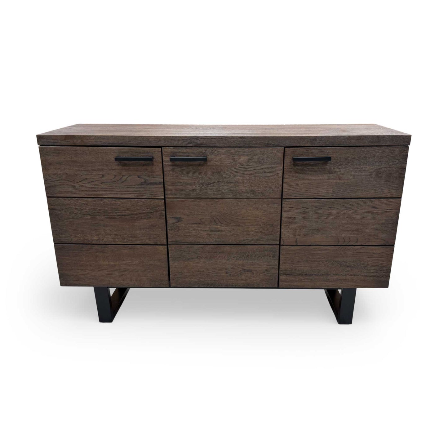 Back and side profile of the solid oak unit, confirming the robust build quality throughout the entire piece.