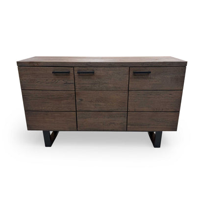 Back and side profile of the solid oak unit, confirming the robust build quality throughout the entire piece.