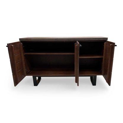 Detailed shot of the top surface of the Mars sideboard, illustrating the rich natural texture and durability of the solid oak.