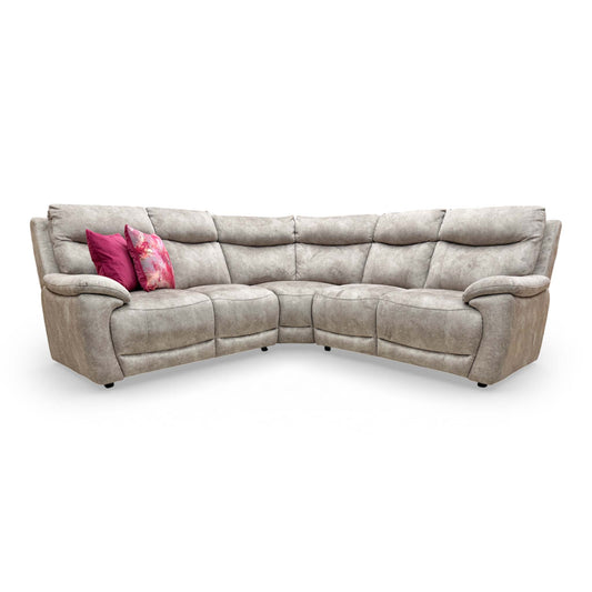 Full view of the Sloane sectional, highlighting the plush back cushions and wide seating areas designed for family lounging.
