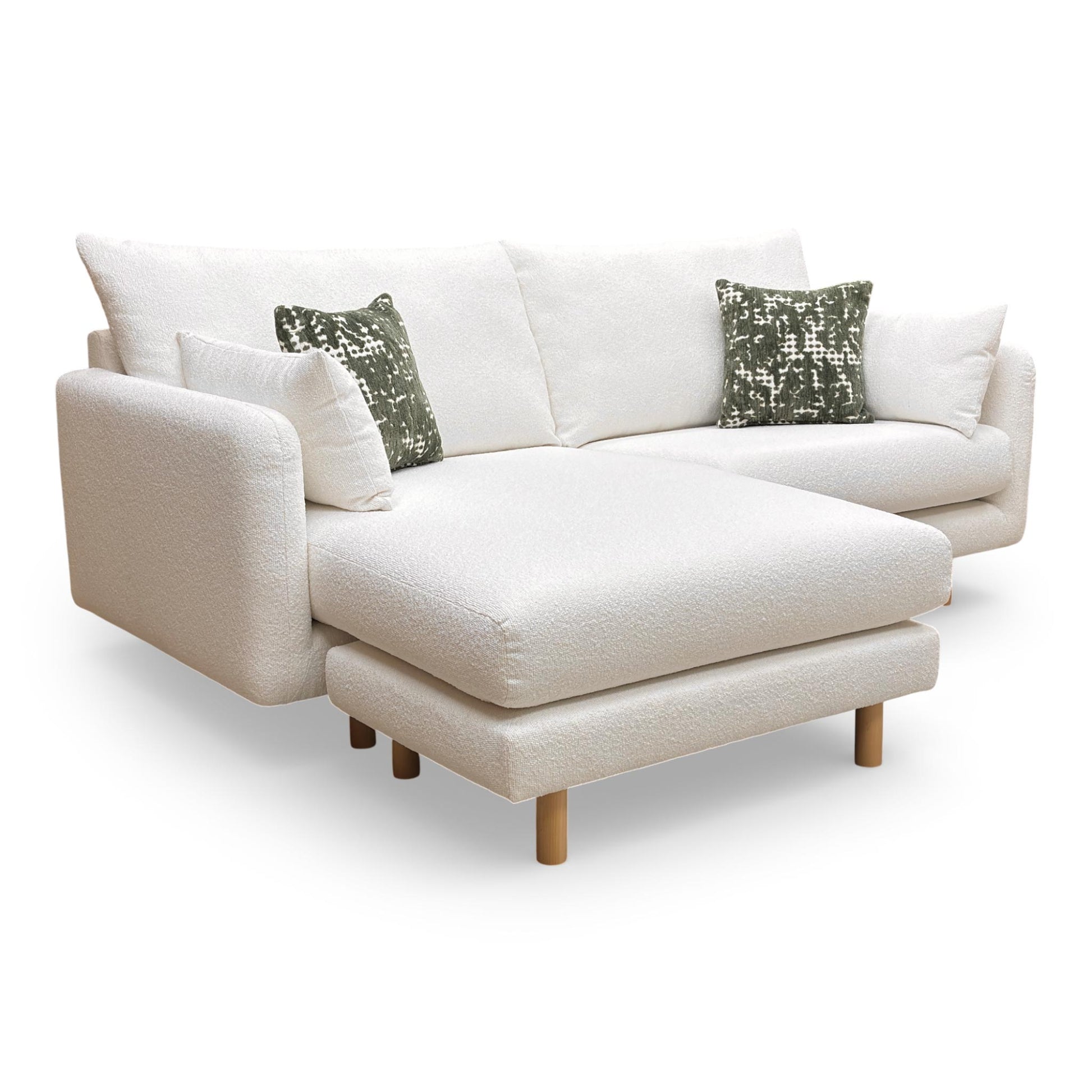 Side view of the 4-seater sofa with the lounger section attached, emphasizing the spacious seating area.