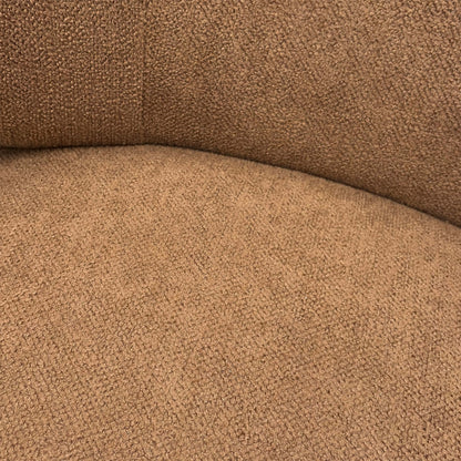 Close-up of the warm ginger woven fabric on the Knox accent chair, illustrating the durable and high-quality upholstery.