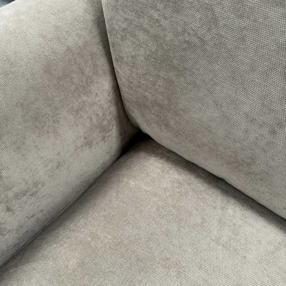 Close-up of the Kingston Silver fabric, detailing the fine woven texture and the versatile, cool-toned grey finish of the upholstery.