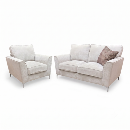 ‘Legend’ Kingston Silver Fabric Classic Back 2 Seater + Classic Back Armchair Sofa Set