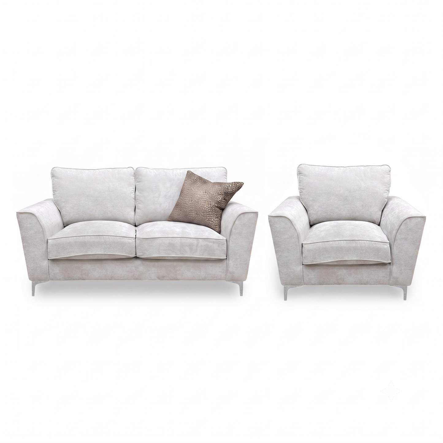 ‘Legend’ Kingston Silver Fabric Classic Back 2 Seater + Classic Back Armchair Sofa Set