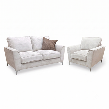 ‘Legend’ Kingston Silver Fabric Classic Back 2 Seater + Classic Back Armchair Sofa Set