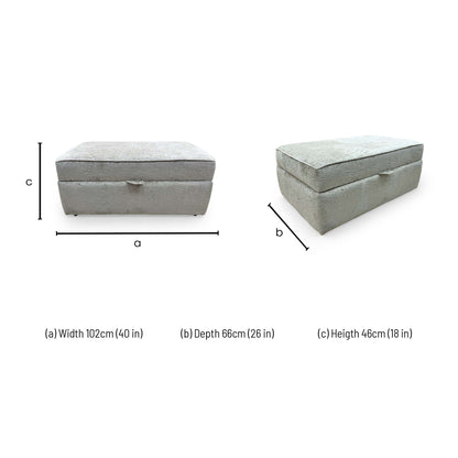 Dimensions for the Furniture Village ‘Sasha’ Ivory White Chenille Fabric Large Storage Footstool.