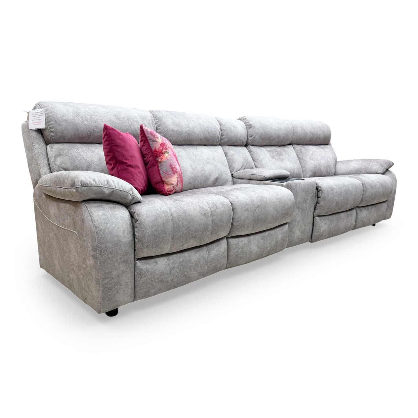 View of the back cushions and structured design of the leather sofa.