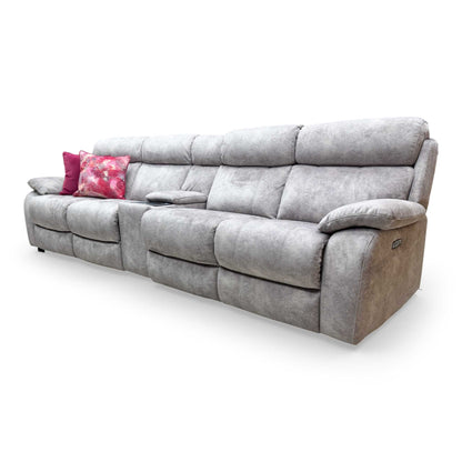Detailed shot of the armrest design on the World of Leather Komodo sofa.