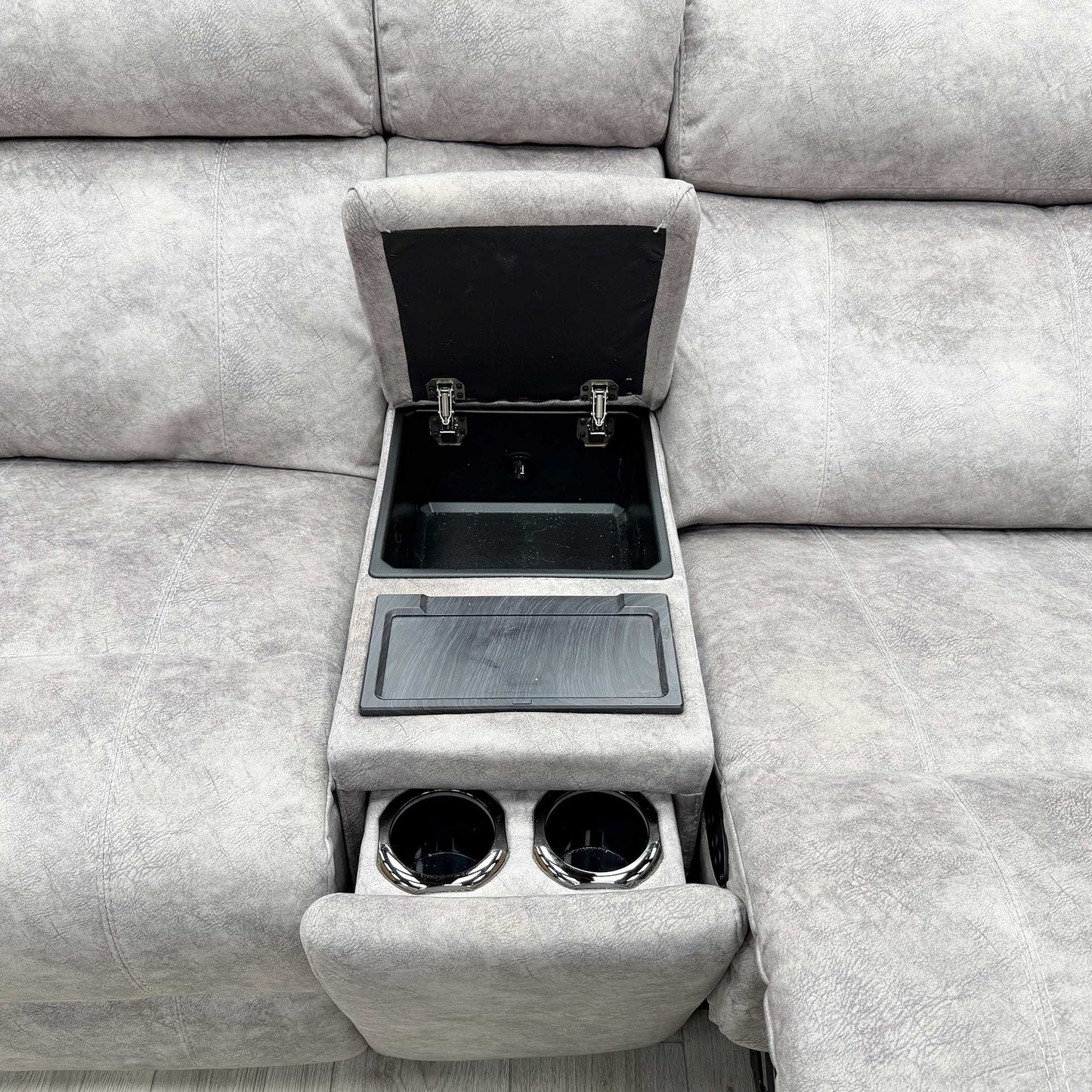 Close-up shot showing the bucket seat quilting and comfort level.