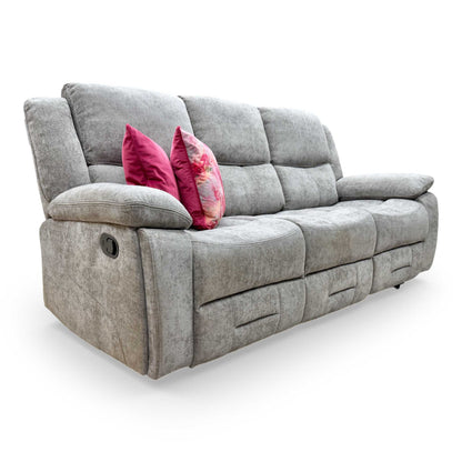 'Weston' Mocha Tight Weave Fabric 3 + 2 Seater Manual Recliner Sofa Set with Drop Down Cup Holders