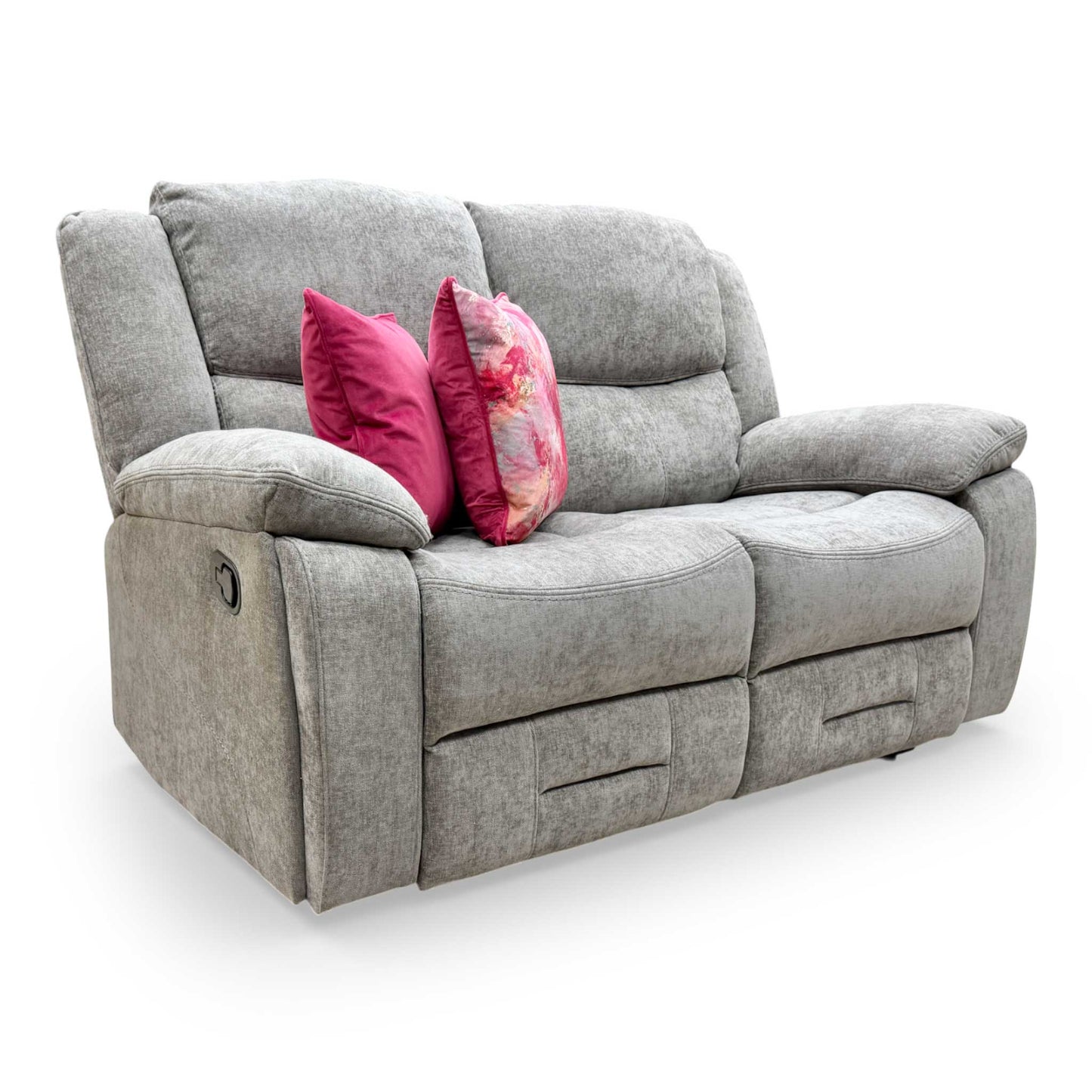 'Weston' Mocha Tight Weave Fabric 3 + 2 Seater Manual Recliner Sofa Set with Drop Down Cup Holders