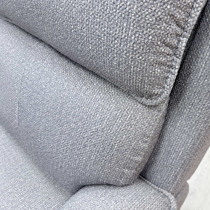 Close-up of the thick woven fabric in greige, highlighting the durable texture and quality stitching of the Blaine sofa.