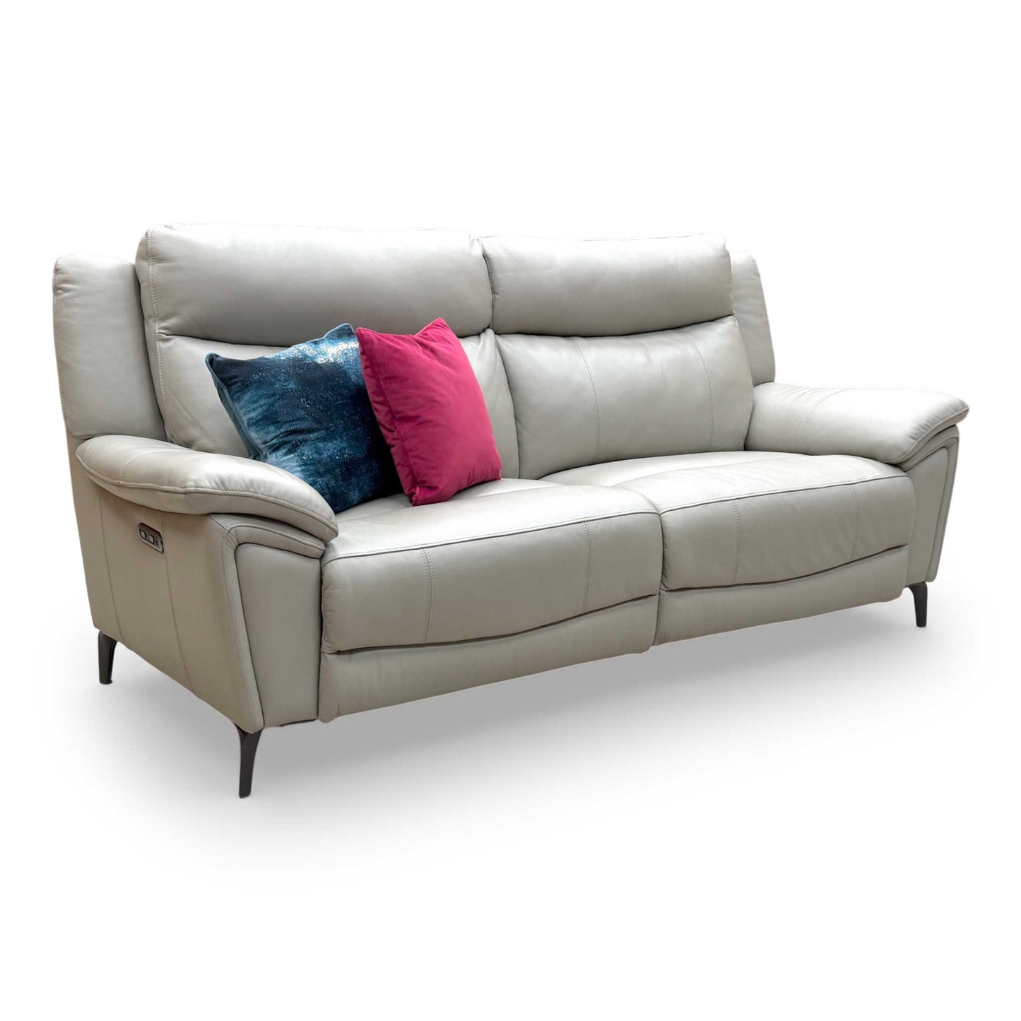 ‘Panache’ Lead Grey Cat-40/31 Leather 3 Seater Power Recliner Sofa