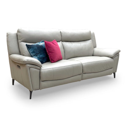 ‘Panache’ Lead Grey Cat-40/31 Leather 3 Seater Power Recliner Sofa