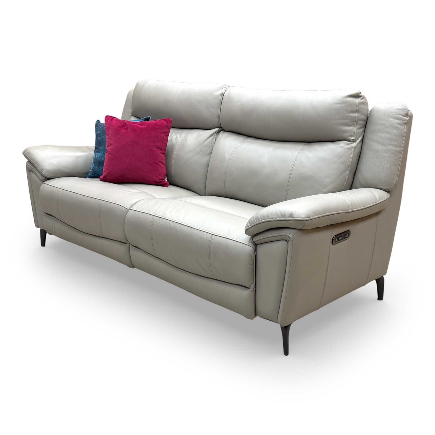 ‘Panache’ Lead Grey Cat-40/31 Leather 3 Seater Power Recliner Sofa