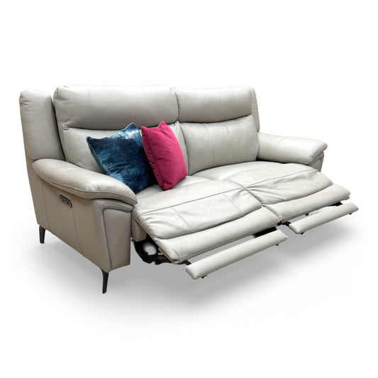 ‘Panache’ Lead Grey Cat-40/31 Leather 3 Seater Power Recliner Sofa