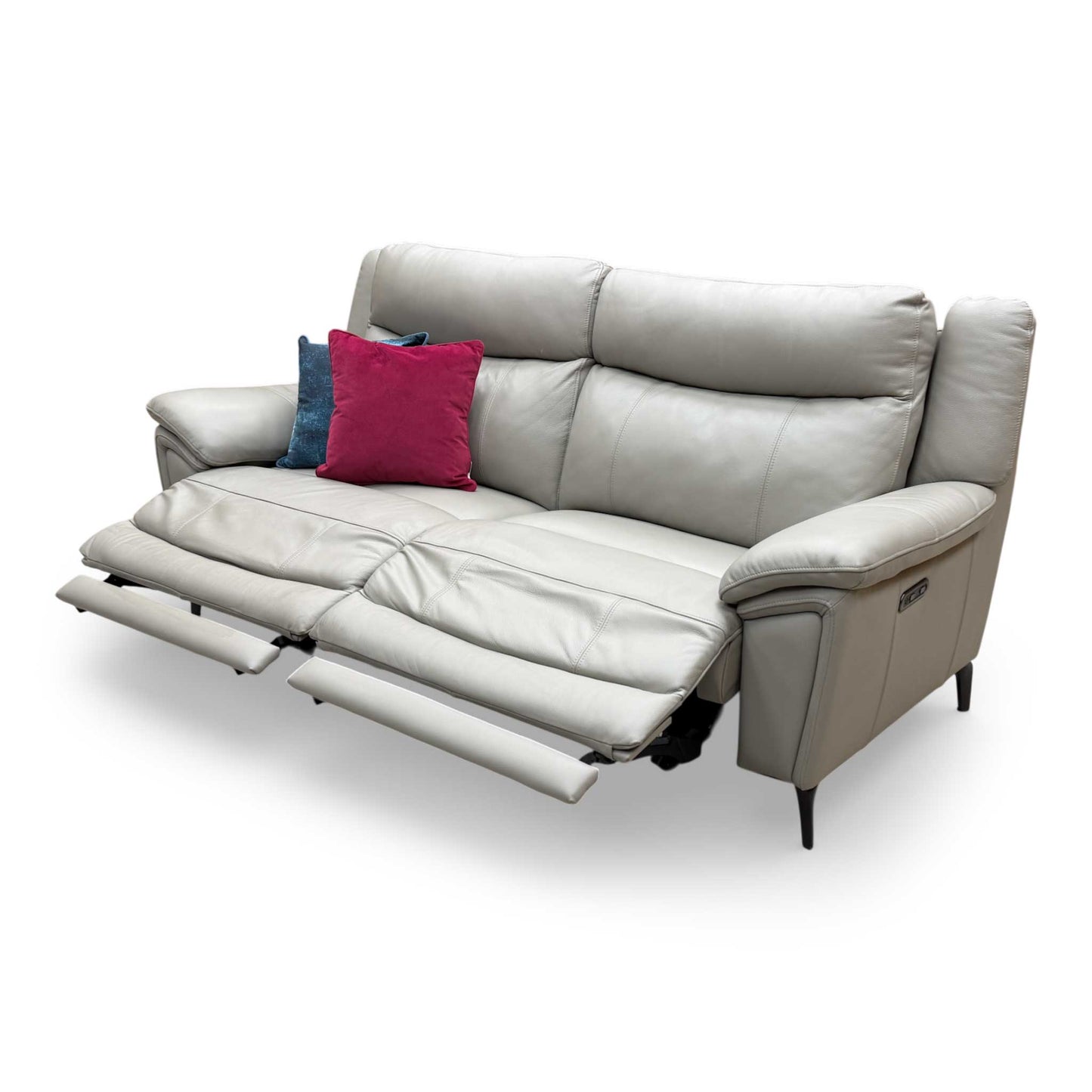 ‘Panache’ Lead Grey Cat-40/31 Leather 3 Seater Power Recliner Sofa