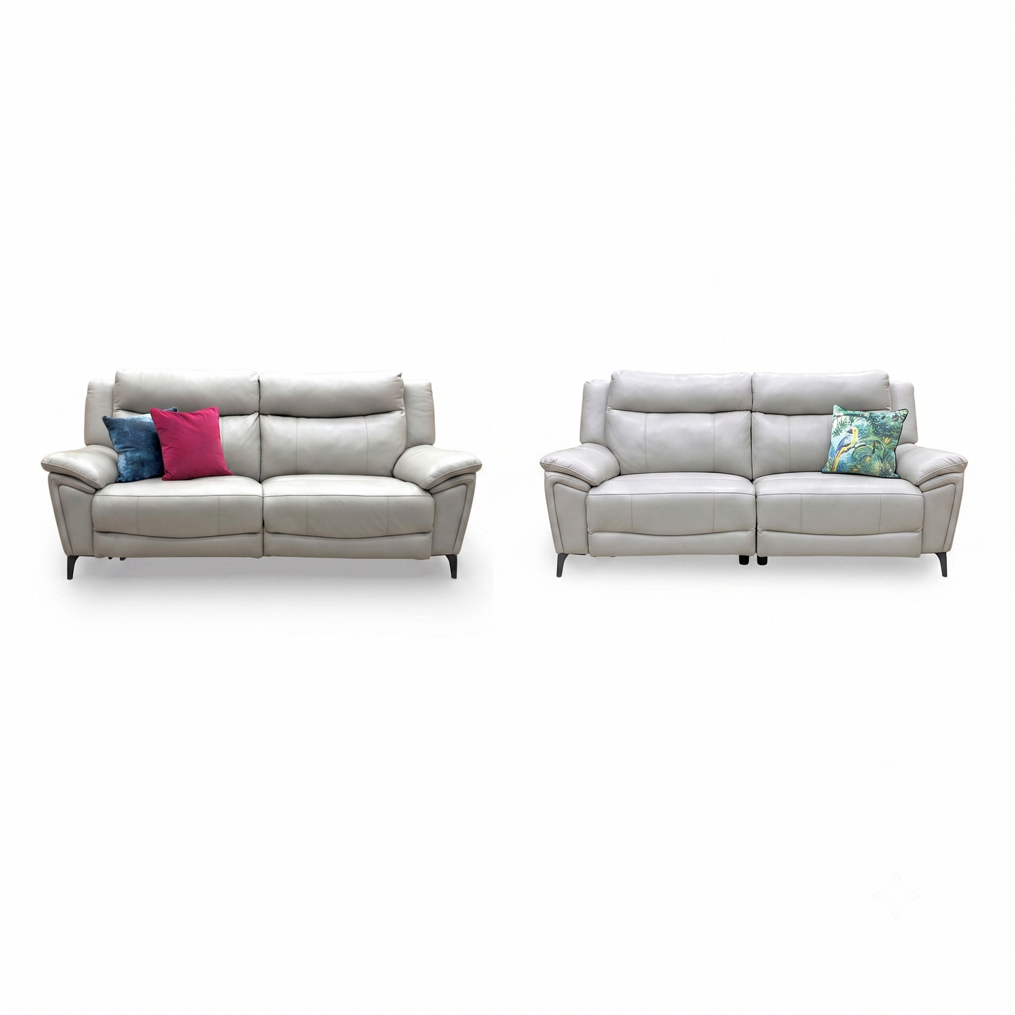 ‘Panache’ Lead Grey Leather 3 + 3 Seater Power Recliner Sofa Set