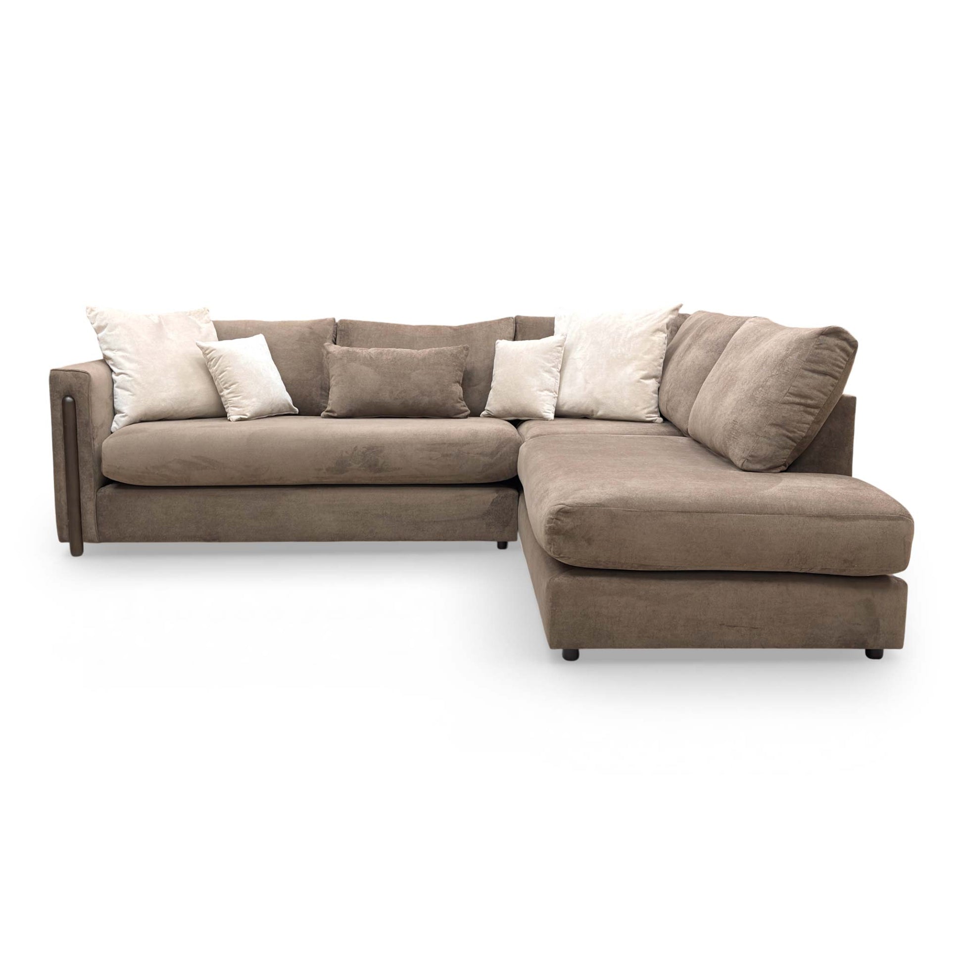Detailed shot of the open-end chaise section, emphasizing the spacious and flexible seating arrangement.