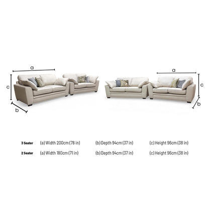 'Chalfont' Texas Linen Fabric 3 + 2 Seater Sofa Set