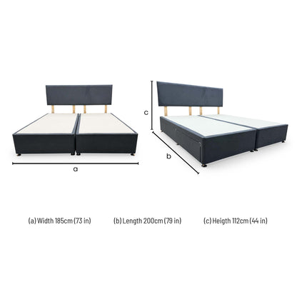 Dimension diagram for the Roma Venice Carbon Super King bed.