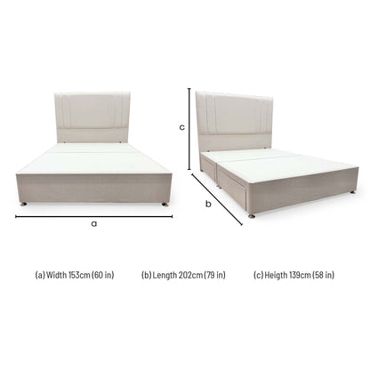 Dimensions for the Highgrove ‘Cygnus’ King Size Bed with 4-Drawer Divan Base.
