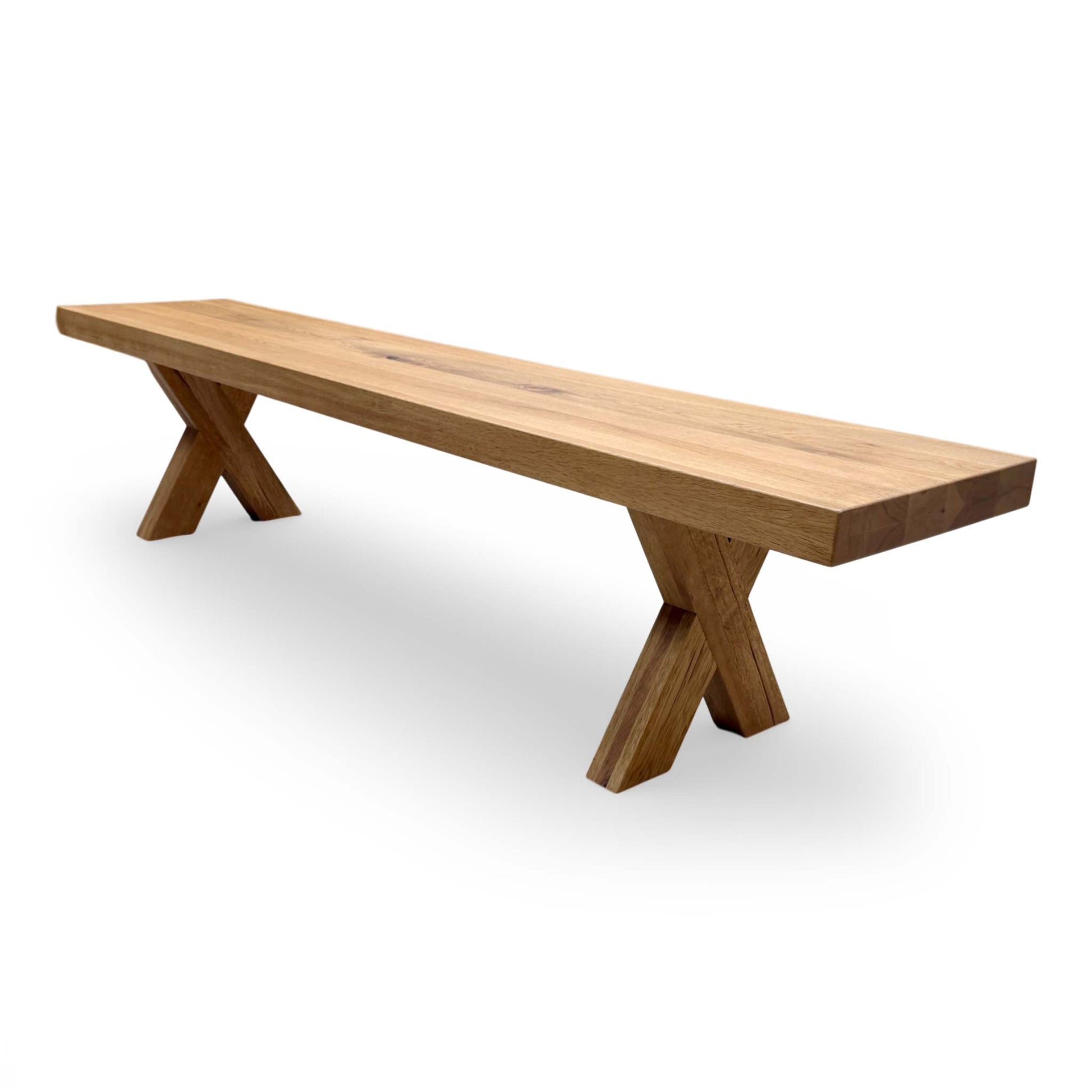 Side view of the dining bench, illustrating the clean lines and thick solid oak seat that characterizes the ‘Njord’ collection.