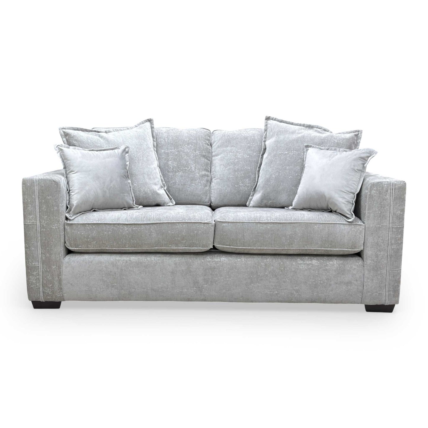 Front view of the Chelsea 3-seater sofa, showcasing the warm truffle-toned fabric and modern English arm design.