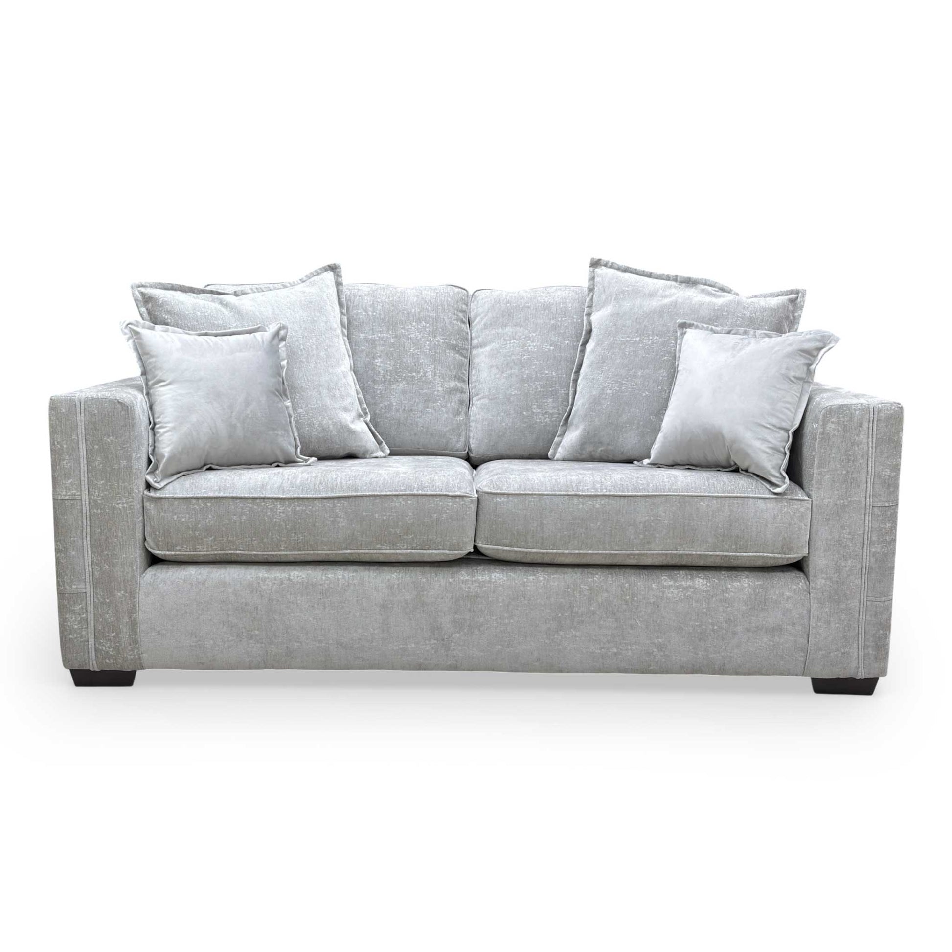 Front view of the Chelsea 3-seater sofa, showcasing the warm truffle-toned fabric and modern English arm design.