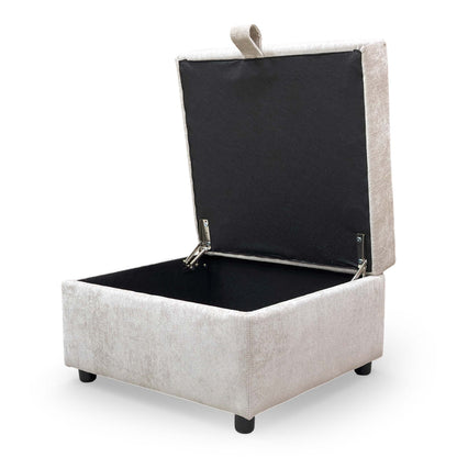 Side profile of the footstool, displaying its compact 65 cm x 65 cm footprint and 42 cm height.