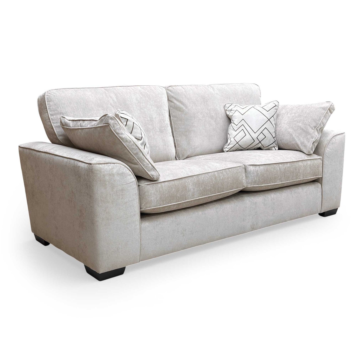 Front view of the Thornbrook 'Harvey' 3-seater sofa in Truffle Derwent soft weave fabric, featuring a modern, contemporary design.