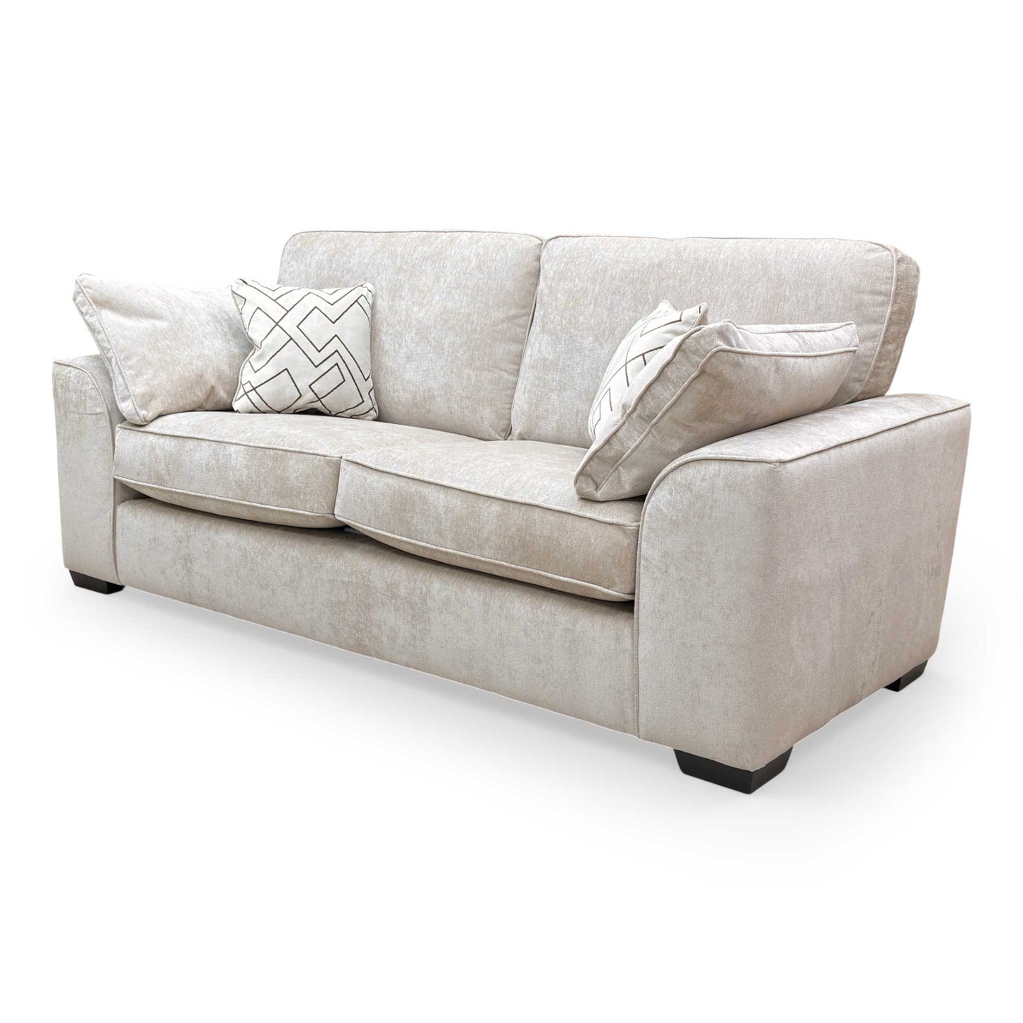 Angled rear view of the Harvey 3-seater sofa, emphasizing its clean lines and modern back style.