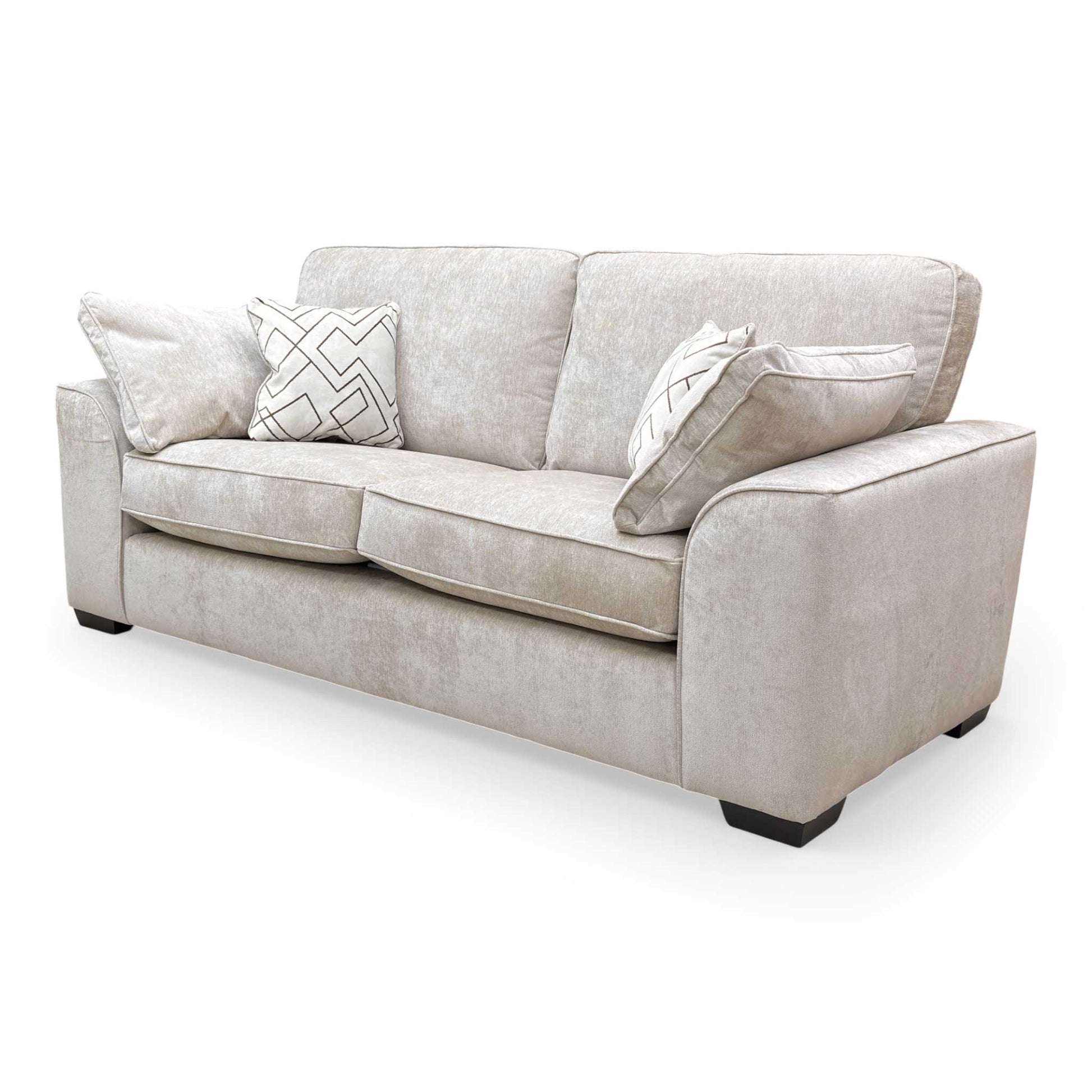 Angled rear view of the Harvey 3-seater sofa, emphasizing its clean lines and modern back style.