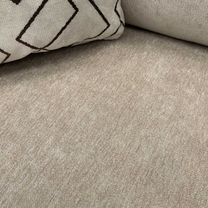 Close-up of the Truffle Derwent soft weave fabric, illustrating the premium texture and neutral color palette of the Harvey sofa.