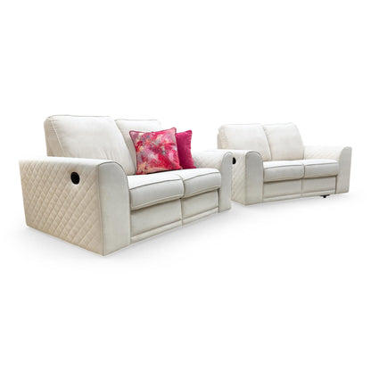 Side profile of the 2-seater recliner, illustrating the plush armrests and ergonomic back support.
