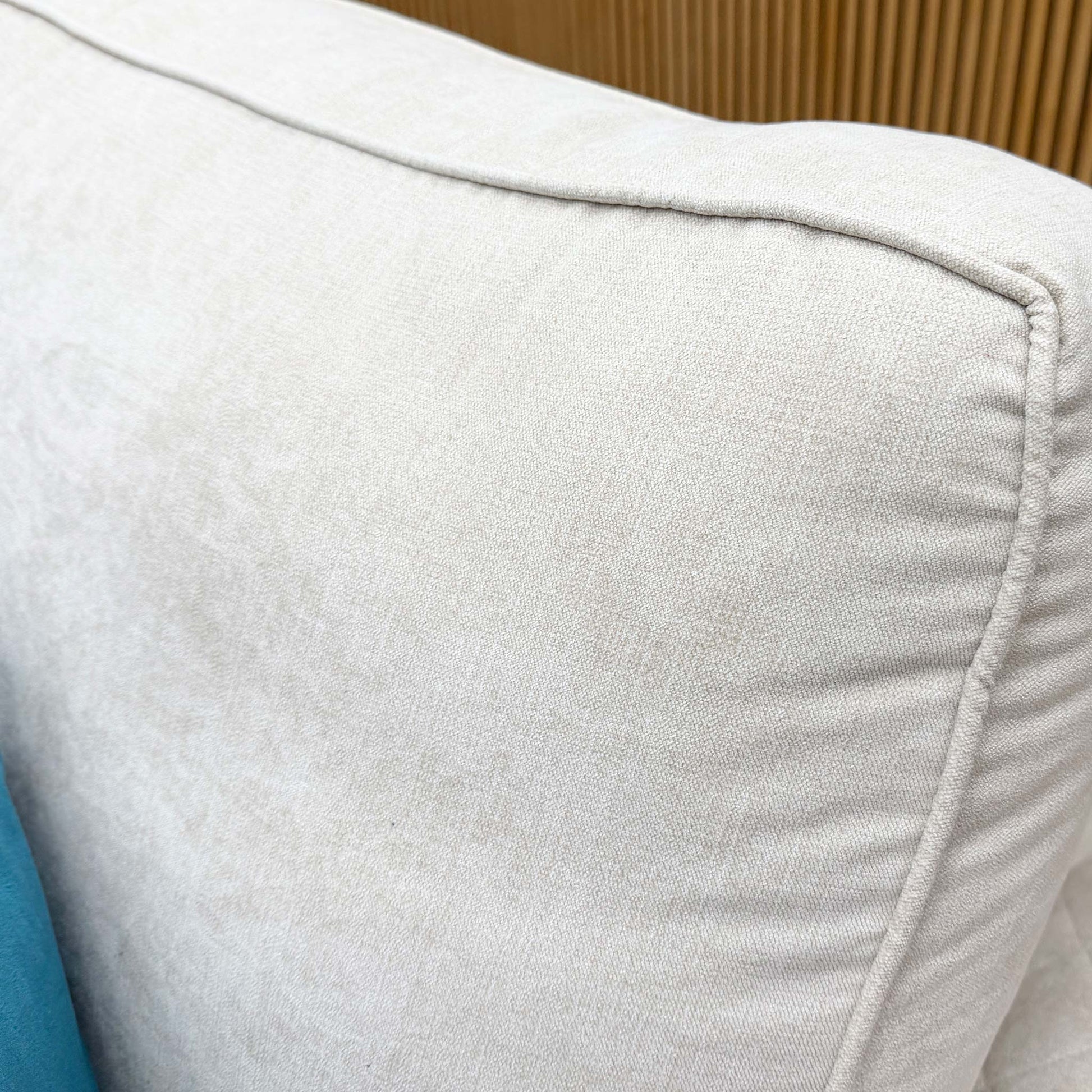 Close-up of the Cream Plaza Linen fabric, detailing the high-quality weave and warm, inviting tone.