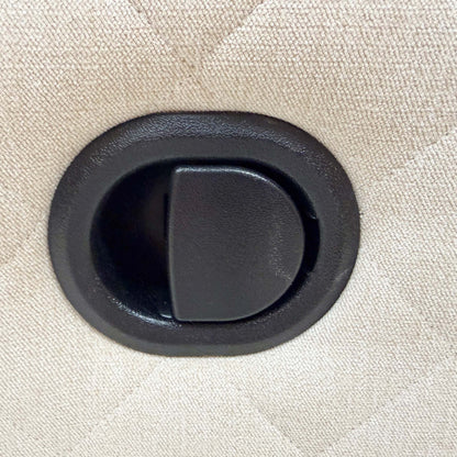 Close-up of the recliner handle and mechanism, highlighting the ease of use for effortless relaxation.