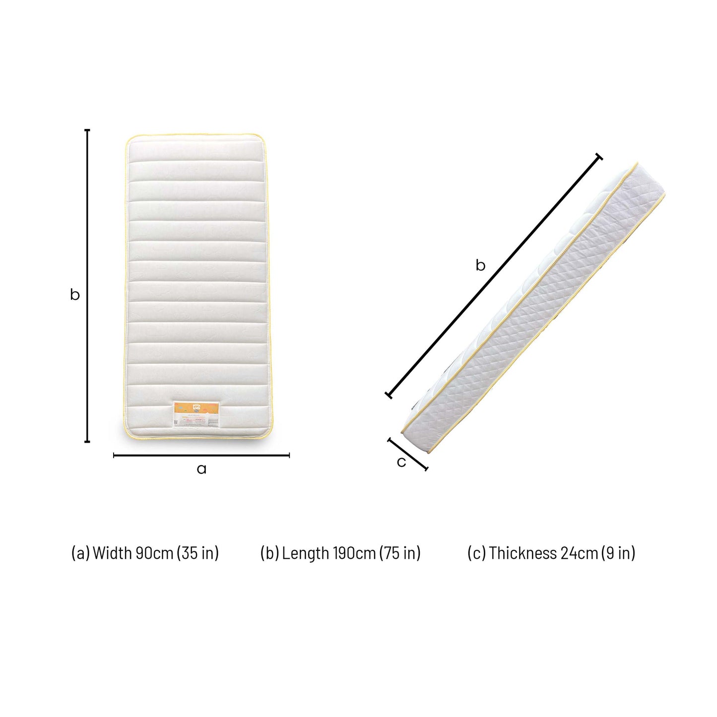 Dimensions for the Silentnight Healthy Growth Astro Eco Comfort Pocket Mattress (Single).