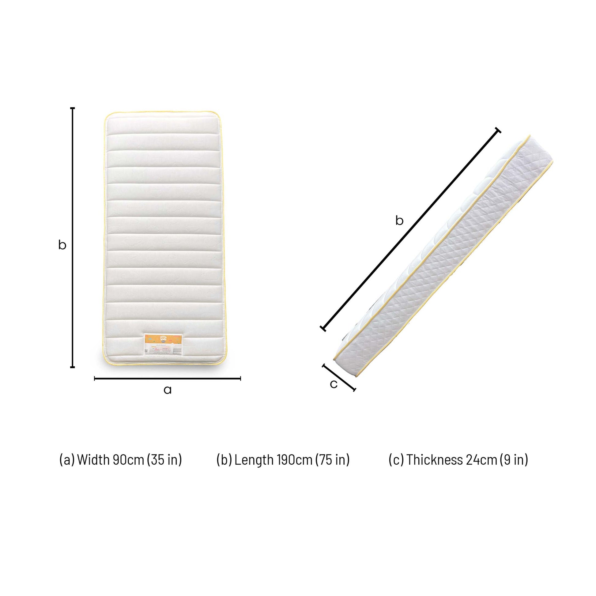 Dimensions for the Silentnight Healthy Growth Astro Eco Comfort Pocket Mattress (Single).