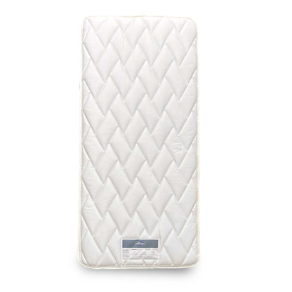 Full view of the Silentnight The Calder Pocket Spring Mattress in single size, featuring a white quilted sleep surface and structured border.