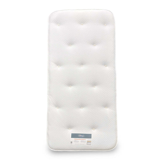 Front view of the Silentnight Pocket Essentials 1000 Memory Mattress (Single), showing the quilted top and white breathable fabric finish.
