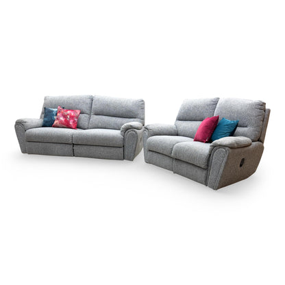 View of the 3-seater power recliner sofa with integrated controls, emphasizing the modern convenience of the Fabb 'Willow' range.