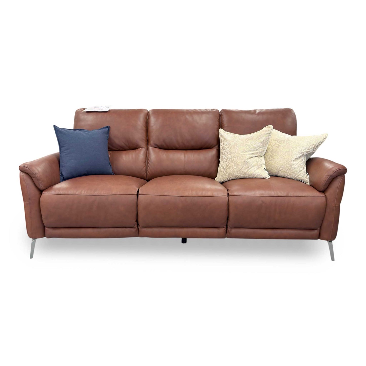 Front view of the Daytona Butterscotch leather sofa, showcasing the two-over-two wide seating configuration and contemporary aesthetic.